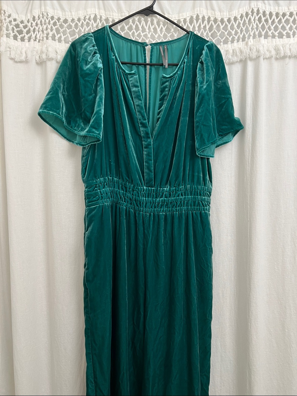 Anthropologie The Somerset Green Velvet Jumpsuit Medium